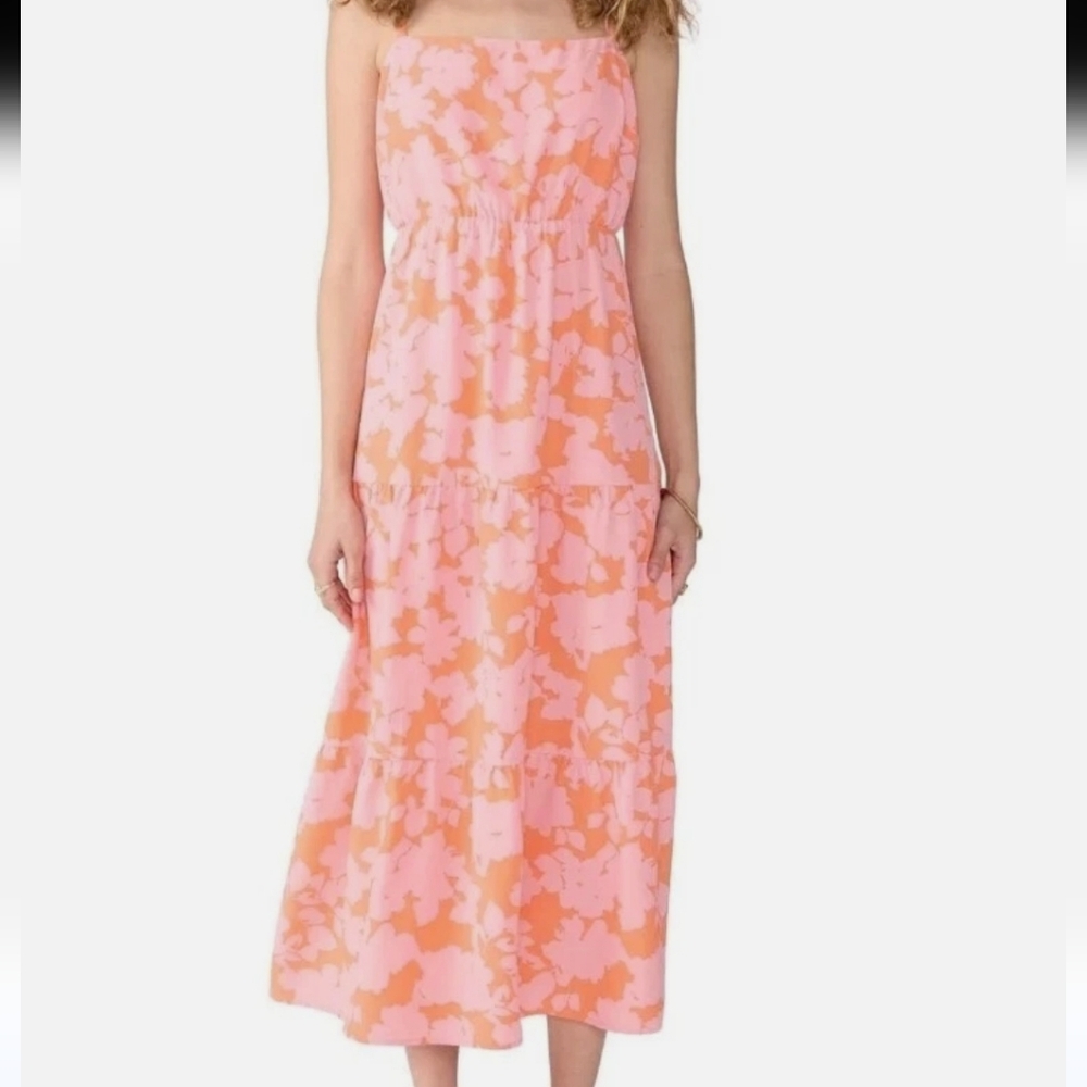 Pink Sleeveless Maxi Sundress with Spaghetti Straps